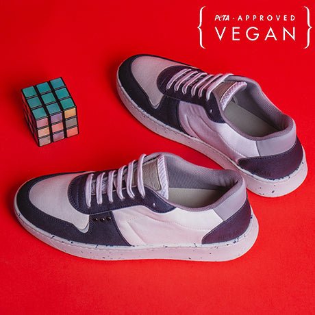 EVAN vegan and recycled sneaker in white and navy blue