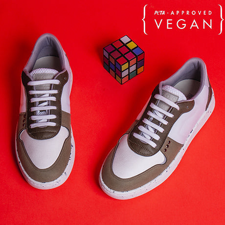 EVAN vegan and recycled sneaker in white and khaki