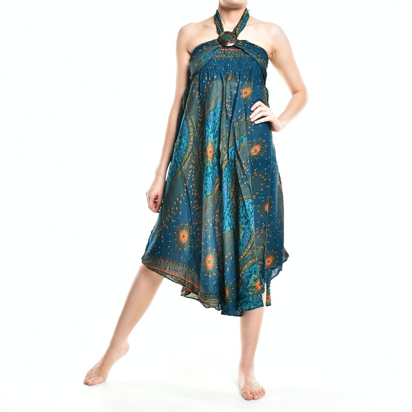 Bohotusk Teal Green Moonshine Long Skirt With Coconut Buckle (& Strapless Dress) S/M to 3XL