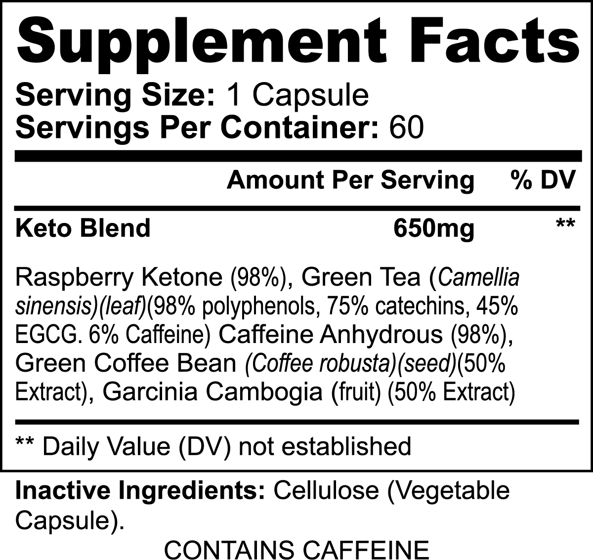 Keto Fatburner Vegetarische, vegane und zuckerfreie Keto-5-Kapseln