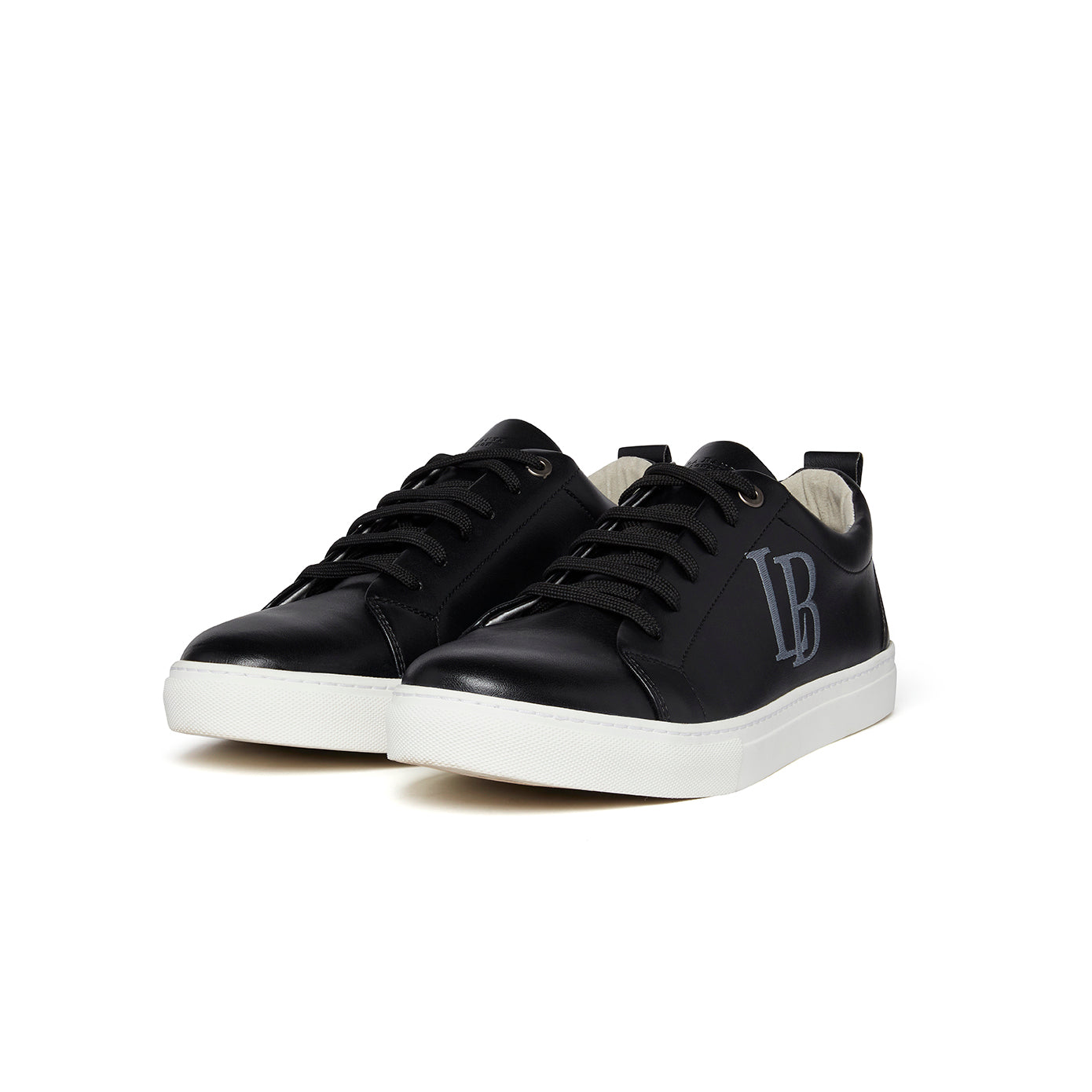 LB Black Apple Leather Sneakers for Women