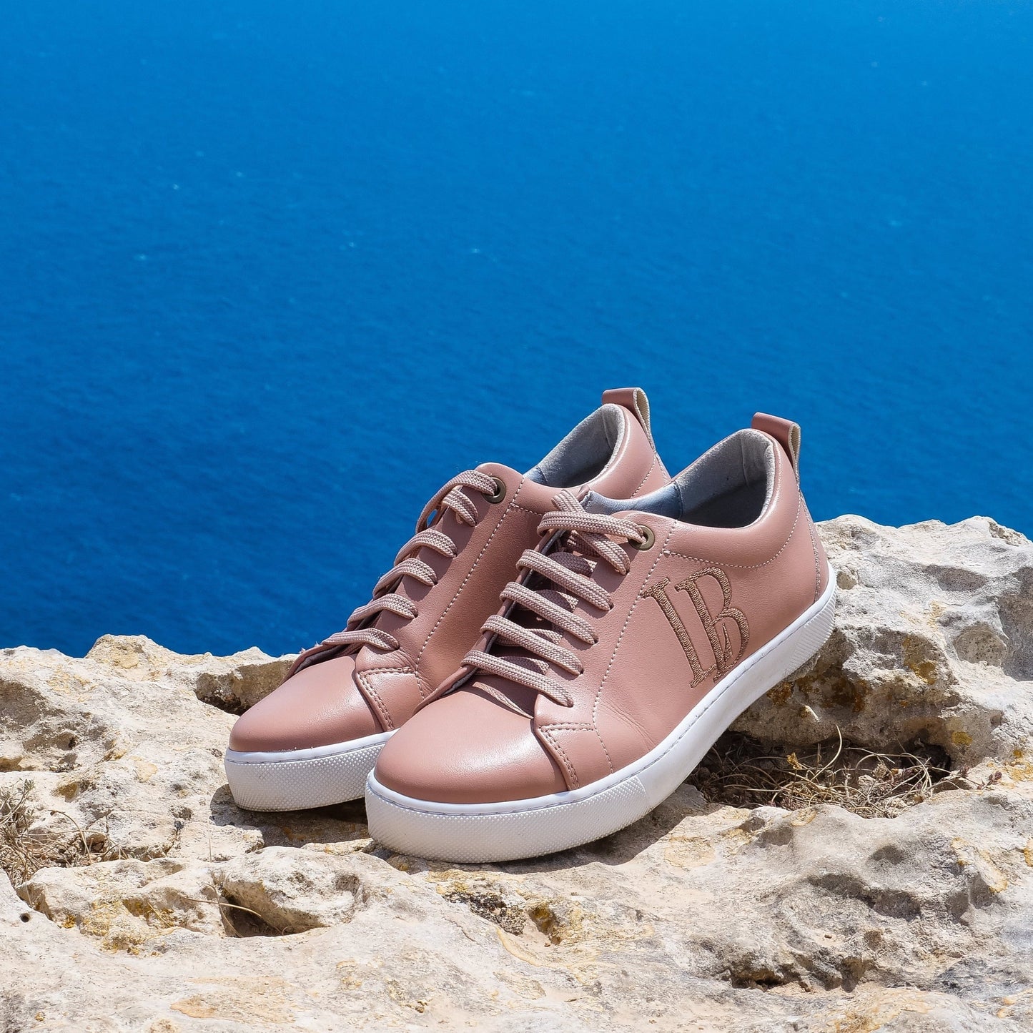 LB Nude Apple Leather Sneakers for Women