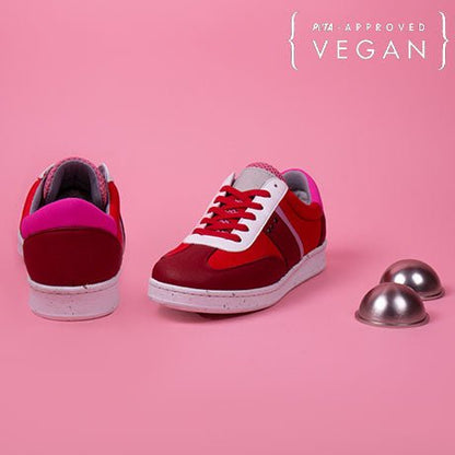 VIVACE vegan and recycled sneaker in red, pink and white