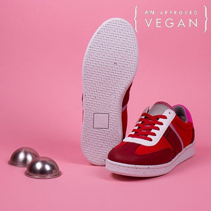 VIVACE vegan and recycled sneaker in red, pink and white