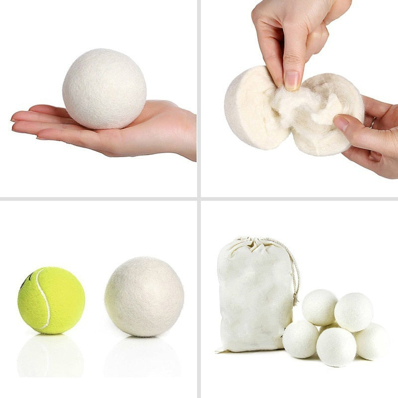 6 Wool Balls - energy saving and faster drying