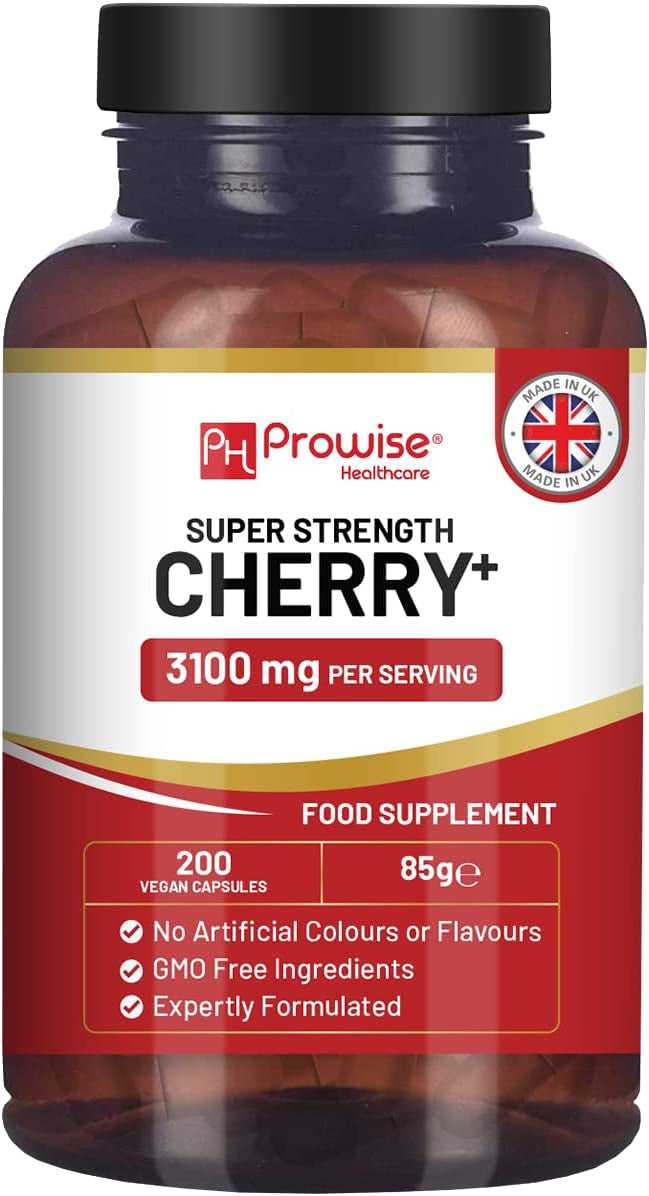 Prowise Cherry+ 3100mg with Black Cherry | Best Cherry Supplements for Gout | 200 Vegan Capsules for Men and Women | UK Made