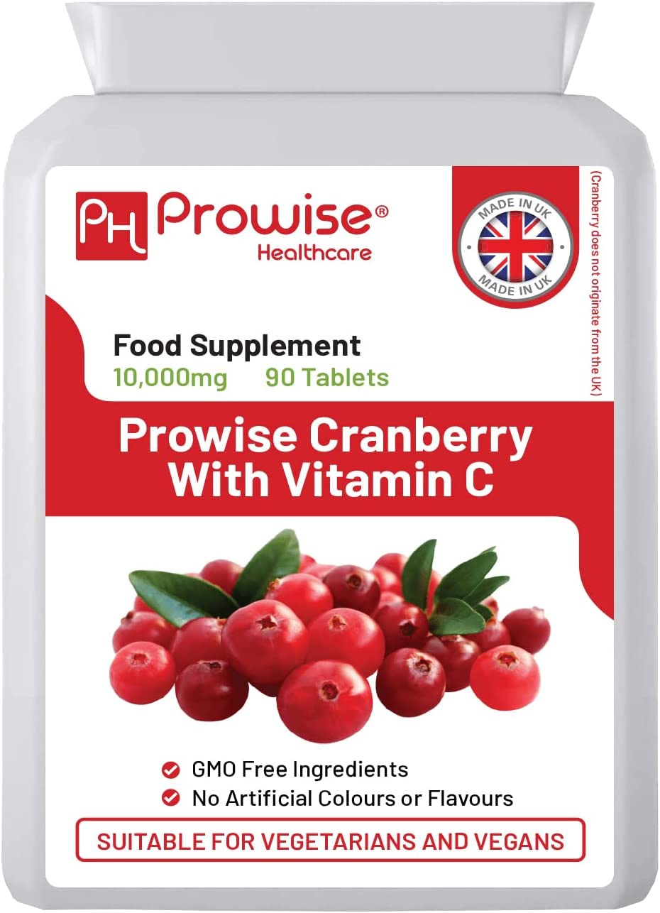 Prowise Cranberry mit Vitamin C doppelter Stärke 10.000 mg 90 Tabletten, geeignet für Vegetarier und Veganer