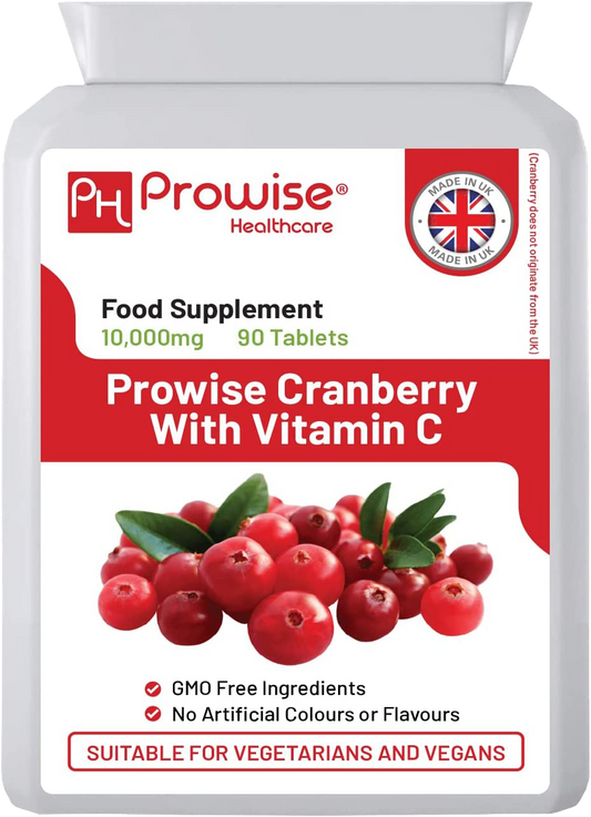 Prowise Cranberry With Vitamin C Double Strength 10,000mg 90 Tablets Suitable for Vegetarians & Vegans