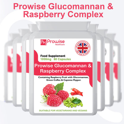 Prowise Glucomannan- und Himbeer-Fortschrittsformulierung | Geeignet für Vegetarier und Veganer | Hergestellt in UK