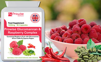 Prowise Glucomannan and Raspberry Advance Formulation | Suitable For Vegetarians & Vegans | Made In UK