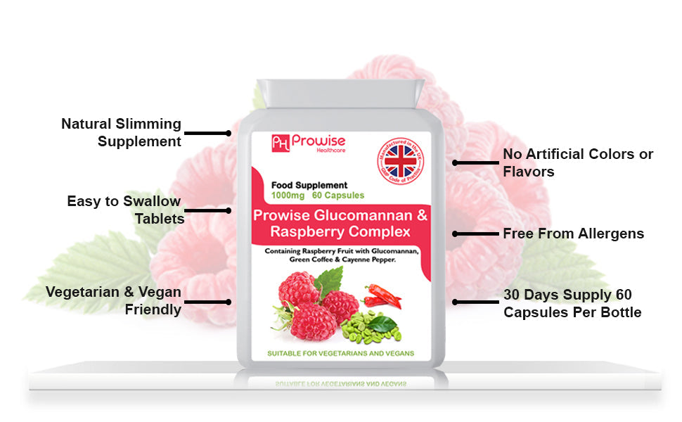 Prowise Glucomannan and Raspberry Advance Formulation | Suitable For Vegetarians & Vegans | Made In UK