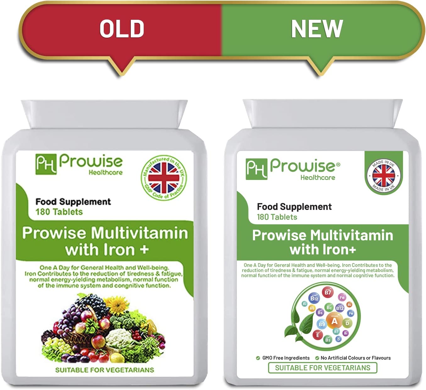 Prowise Multivitamin & Iron 180 Tablets (6 Months Dose) Immune Support | Suitable for Vegetarians | Made In UK