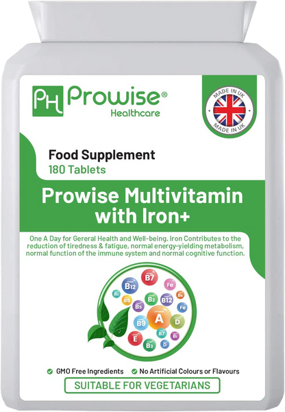 Prowise Multivitamin & Iron 180 Tablets (6 Months Dose) Immune Support | Suitable for Vegetarians | Made In UK