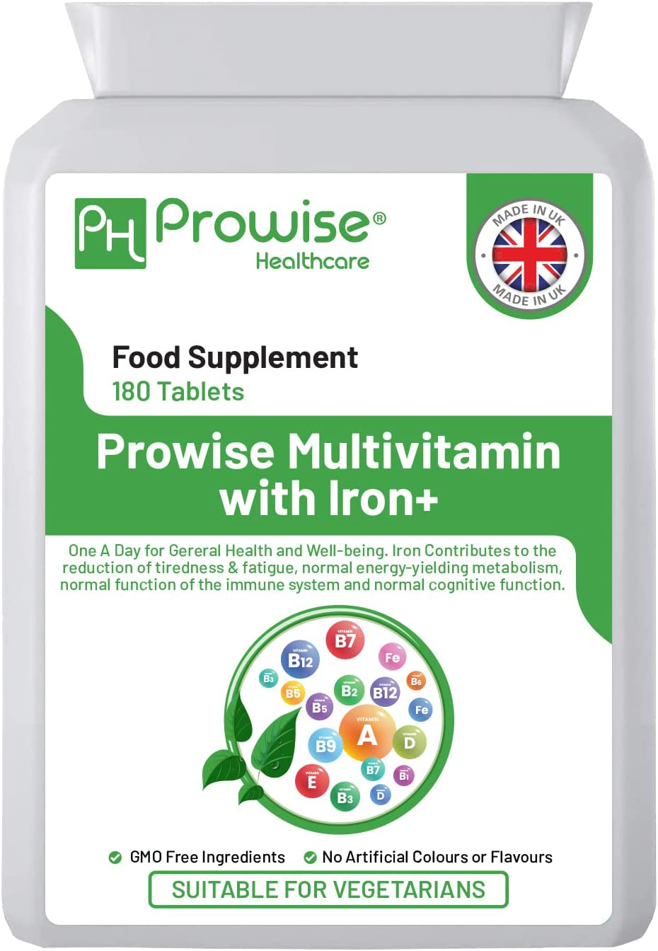 Prowise Multivitamin &amp; Eisen 180 Tabletten (6-Monats-Dosis) Immununterstützung | Geeignet für Vegetarier | Hergestellt in UK