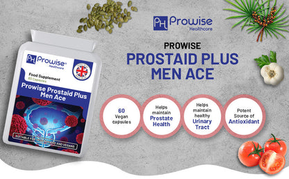 Prowise Prostaid Plus Men Ace 60 Kapseln | Geeignet für Vegetarier und Veganer | Hergestellt in UK