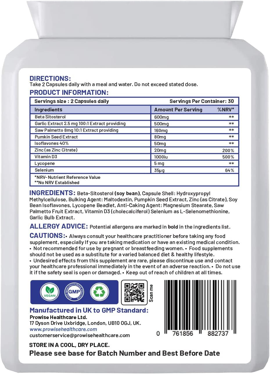 Prowise Prostaid Plus Men Ace 60 Kapseln | Geeignet für Vegetarier und Veganer | Hergestellt in UK