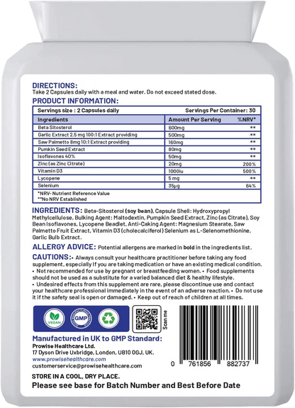 Prowise Prostaid Plus Men Ace 60 Kapseln | Geeignet für Vegetarier und Veganer | Hergestellt in UK