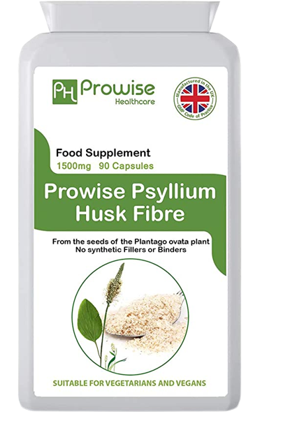 Prowise Psyllium Husks 1500mg 90 Capsules – Natural Dietary Fibre for Colon Cleansing & Bowel Health – UK Manufactured | GMP Standards