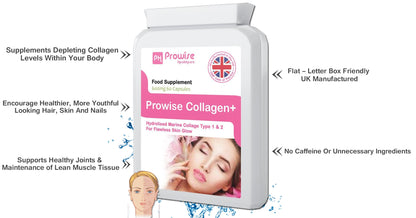 Prowise Pure Marine Collagen Supplement 1200mg 60 Capsules | Made In UK