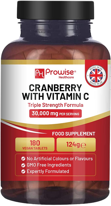 Prowise Triple Strength Cranberry 30,000mg added with Vitamin C | UTI Cranberry 180 Tablets for Women | UK Made