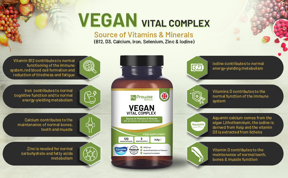 Prowise Vegan Vital – Multivitamins Complex 120 Capsules – Vitamins and Minerals Formulation