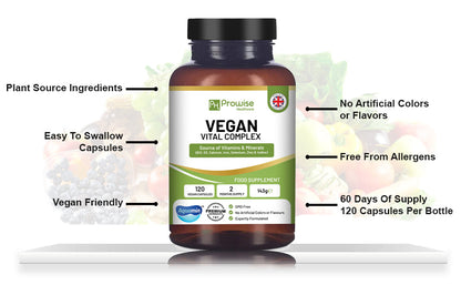 Prowise Vegan Vital – Multivitaminkomplex 120 Kapseln – Vitamin- und Mineralstoffformulierung