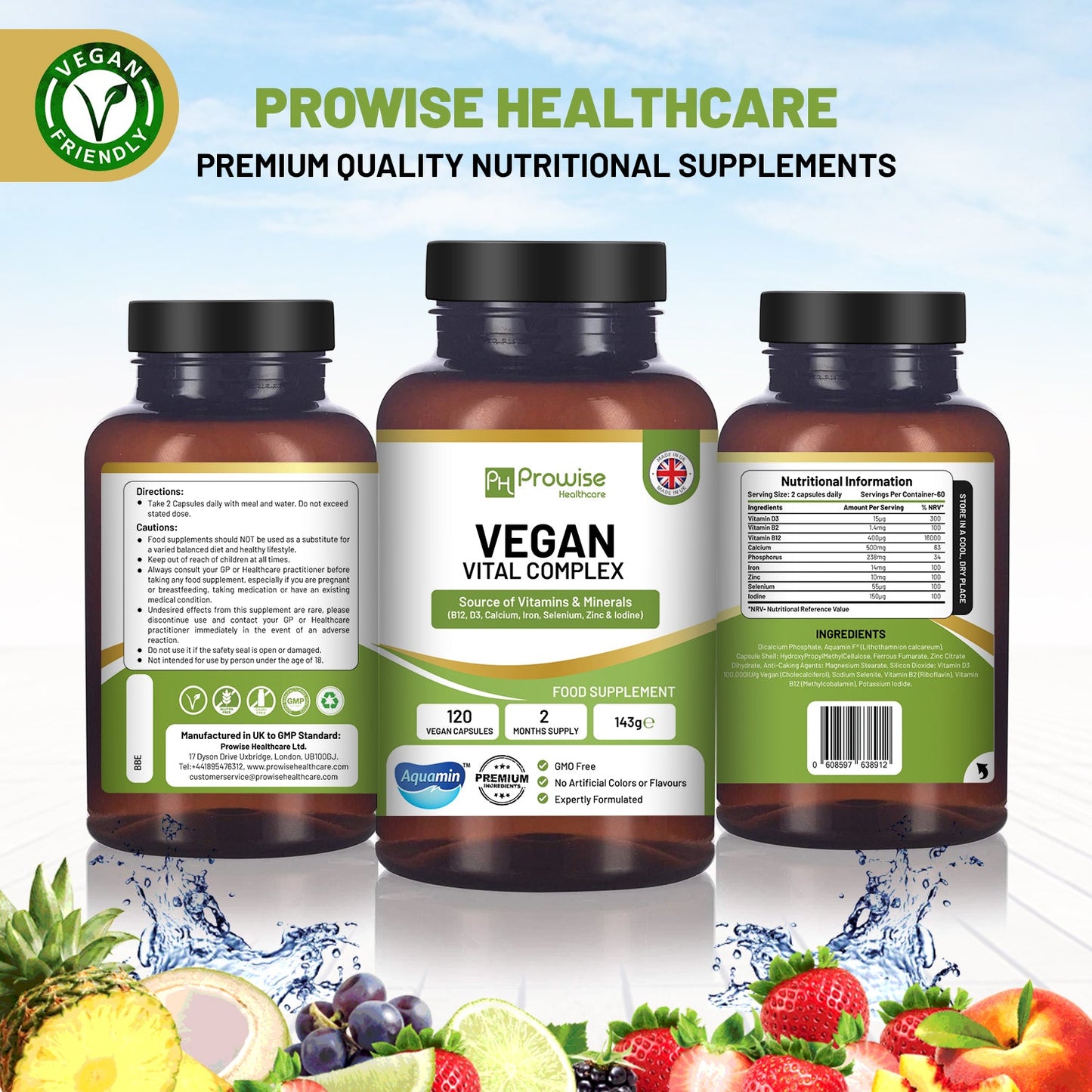 Prowise Vegan Vital – Multivitaminkomplex 120 Kapseln – Vitamin- und Mineralstoffformulierung