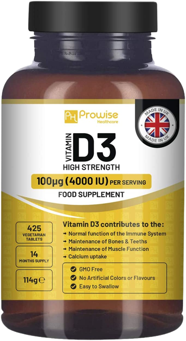 Prowise Vitamin D3 4000 IU Tablets (14 Months Supply) High Strength I 425 Vegetarian