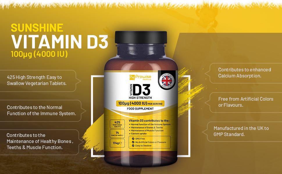 Prowise Vitamin D3 4000 IE Tabletten (Vorrat für 14 Monate) Hochkonzentriert I 425 Vegetarisch