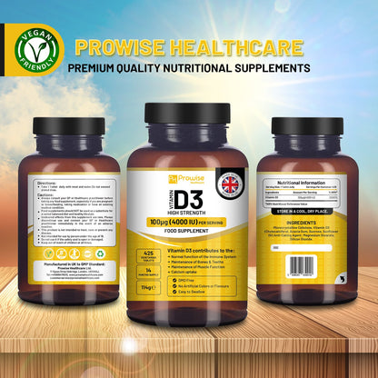 Prowise Vitamin D3 4000 IU Tablets (14 Months Supply) High Strength I 425 Vegetarian