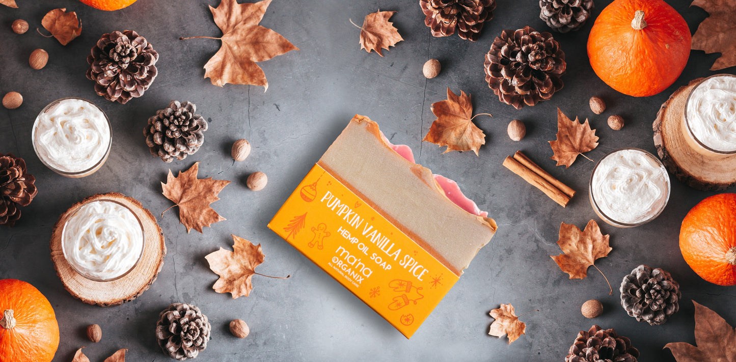 All Natural Candy Cane & Pumpkin-Vanilla Spice Hemp Oil Soap with Ecofriendly and Biodegradable Packaging | Seasonal & Limited Holiday Edition! (2 pack)