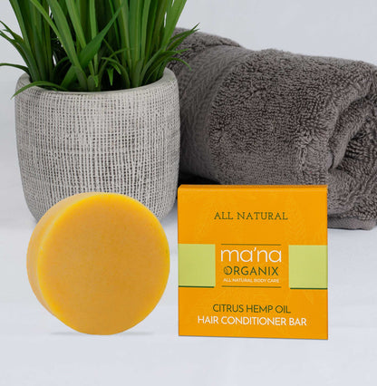 All Natural Citrus Hemp Oil Hair Conditioner Bar with Ecofriendly and Biodegradable Packaging (3 oz.)