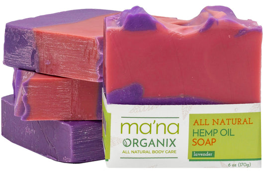 All Natural Hemp Oil & Lavender Soap Bar with Ecofriendly and Biodegradable Packaging (6 oz.)