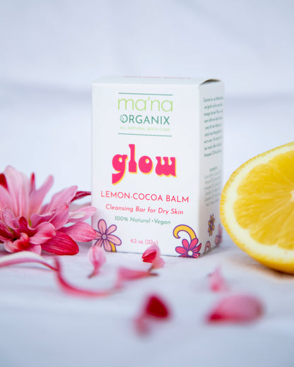 glow Lemon-Cocoa Balm | Plastic-Free Cleansing Bar for Dry Skin | Zero-Waste, Vegan, and Cruelty Free