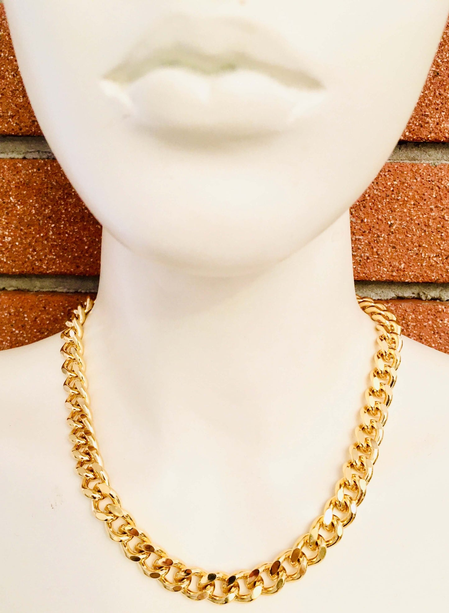 18kt Gold plated brass Curb Chain Necklace and rudder clasp. Rudder clasp necklace.