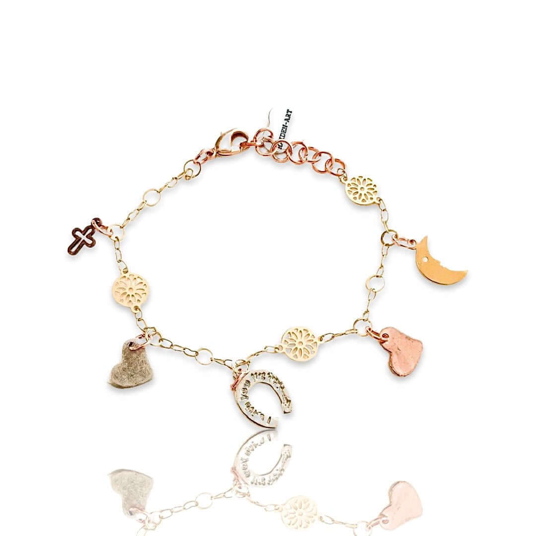 18kt Gold Plated Charms Bracelet. Gold Charm Bracelet.