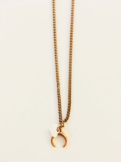 Crescent Moon Necklace in Gold  Tribal