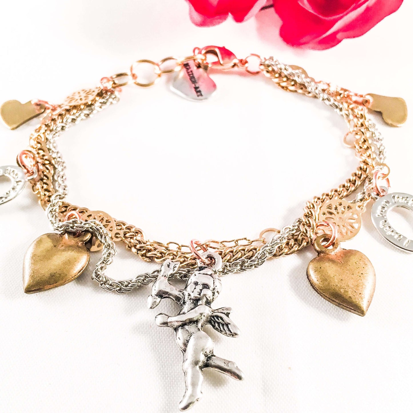 Heart and Cherub MultiCharms Bracelet