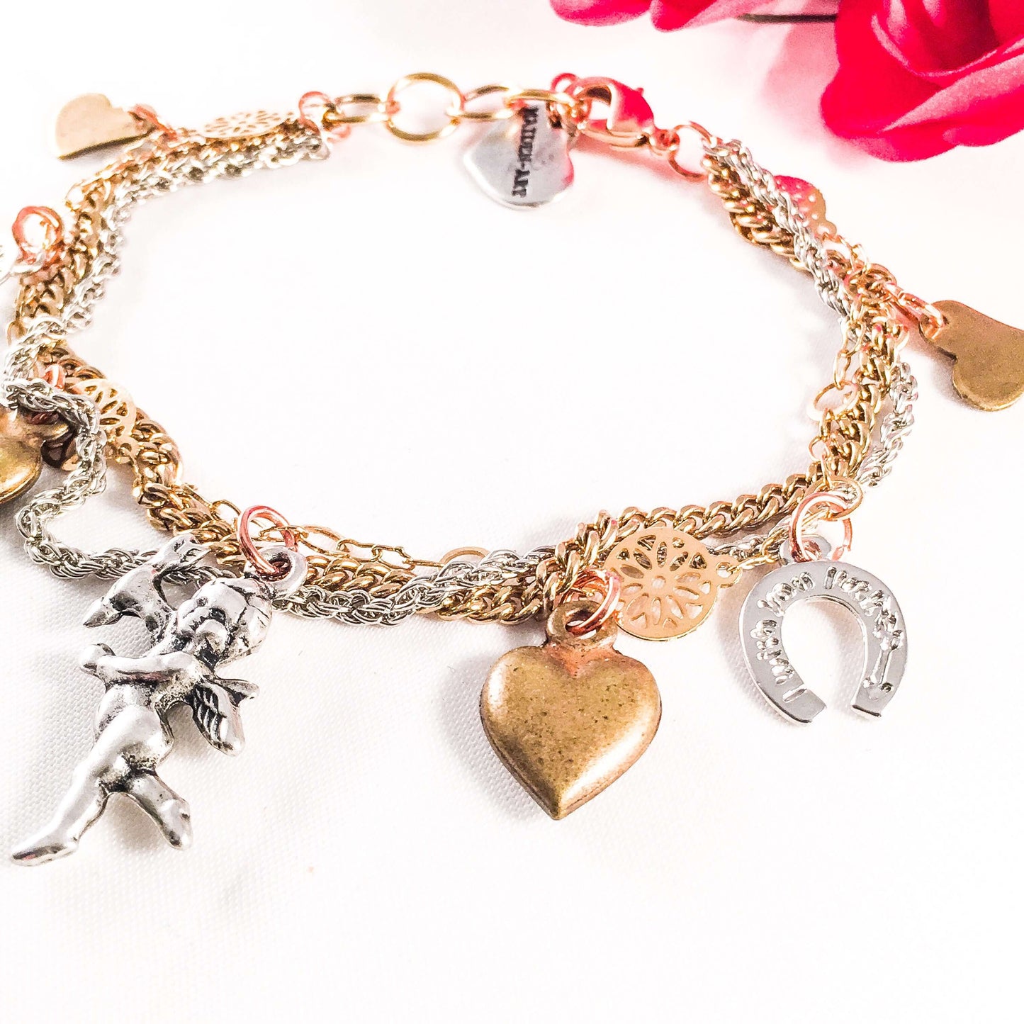 Heart and Cherub MultiCharms Bracelet