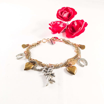 Heart and Cherub MultiCharms Bracelet