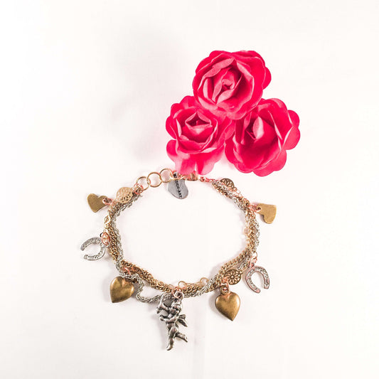 Heart and Cherub MultiCharms Bracelet