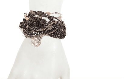 Italian bracelet with gunmetal plated brass and rhinestones