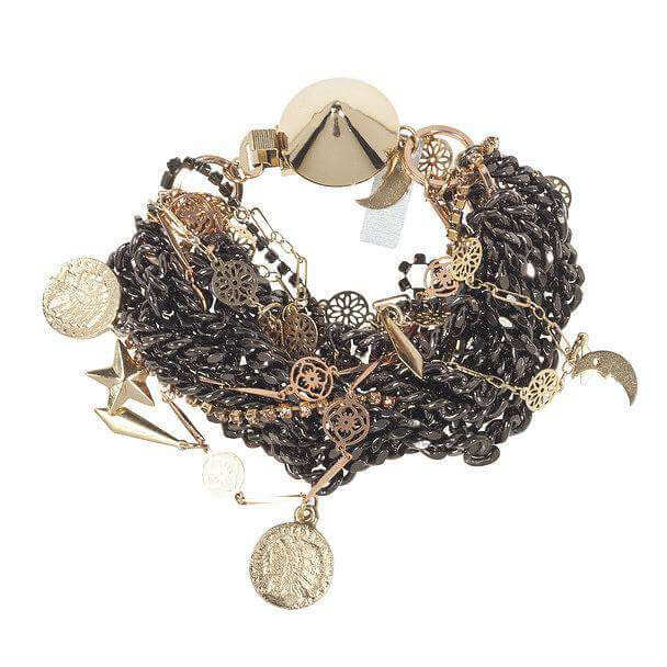 Italian bracelet with gunmetal plated brass and rhinestones