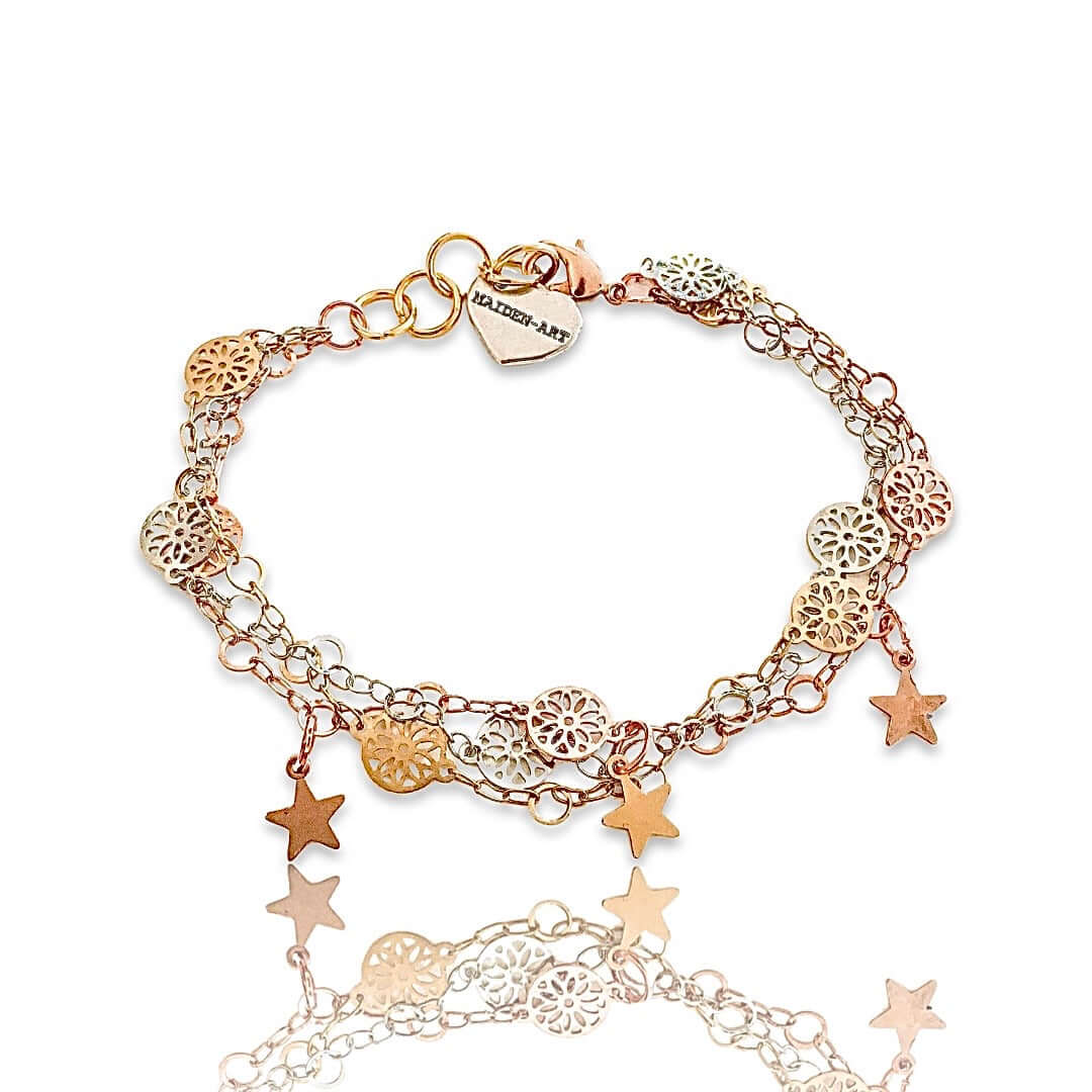 Lucky Charm Star Bracelet in 18kt Gold Plated, Rose Gold and Silver Plated Brass.