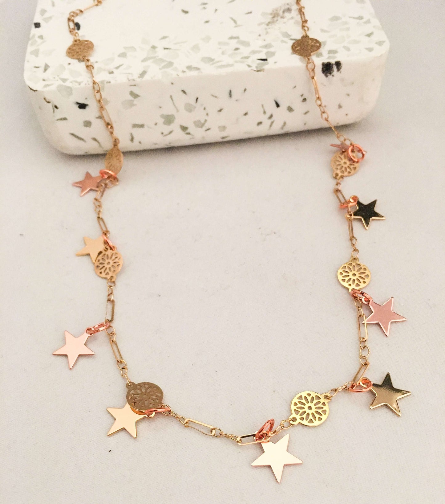 Star Necklace Gold and Rose Gold. Star Necklace Choker  Tribal