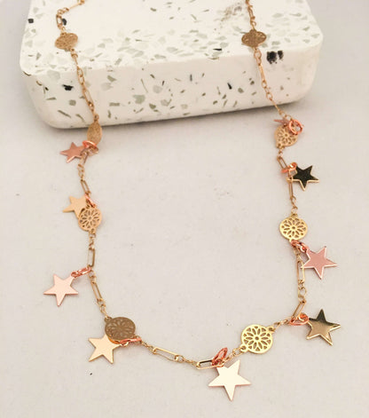 Star Necklace Gold and Rose Gold. Star Necklace Choker  Tribal