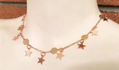 Star Necklace Gold and Rose Gold. Star Necklace Choker  Tribal