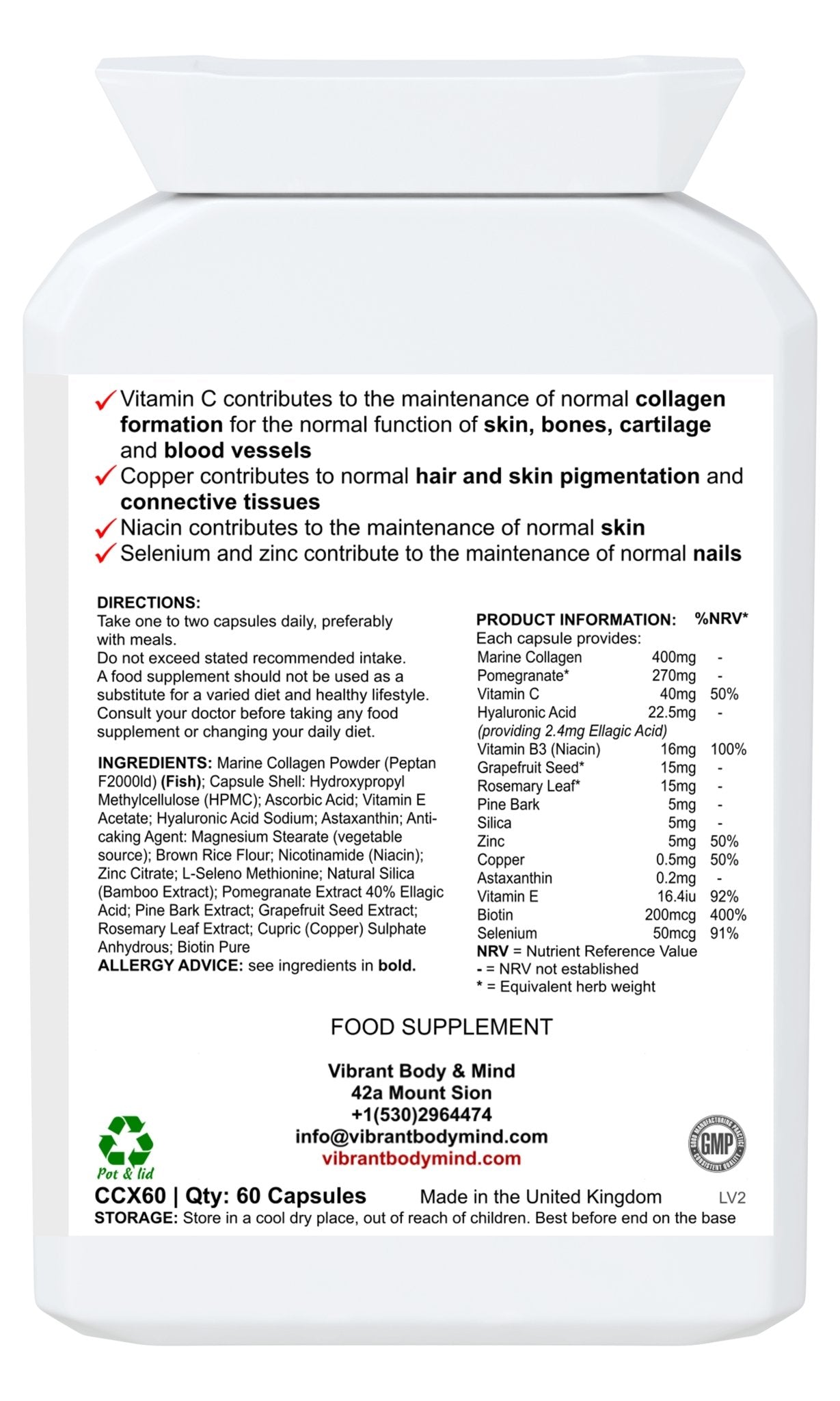 Kollagen und Hyaluronsäure – Kollagen-Hyaluronsäure-Komplex 90 Tabletten – Meereskollagen-Tabletten – Hydrolysiertes Meereskollagen mit Hyaluronsäure