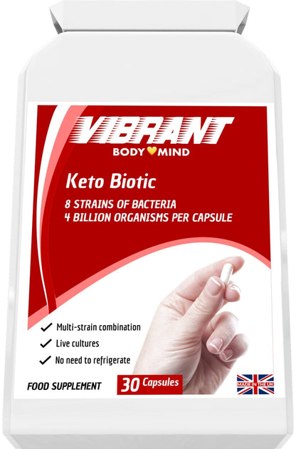 Keto Probiotic - KetoBiotic - Multi-Strain Probiotic Supplement 4 Billion Live Bacteria per Capsule - Gut Health Low-Carb Probiotic - 1-Month Supply