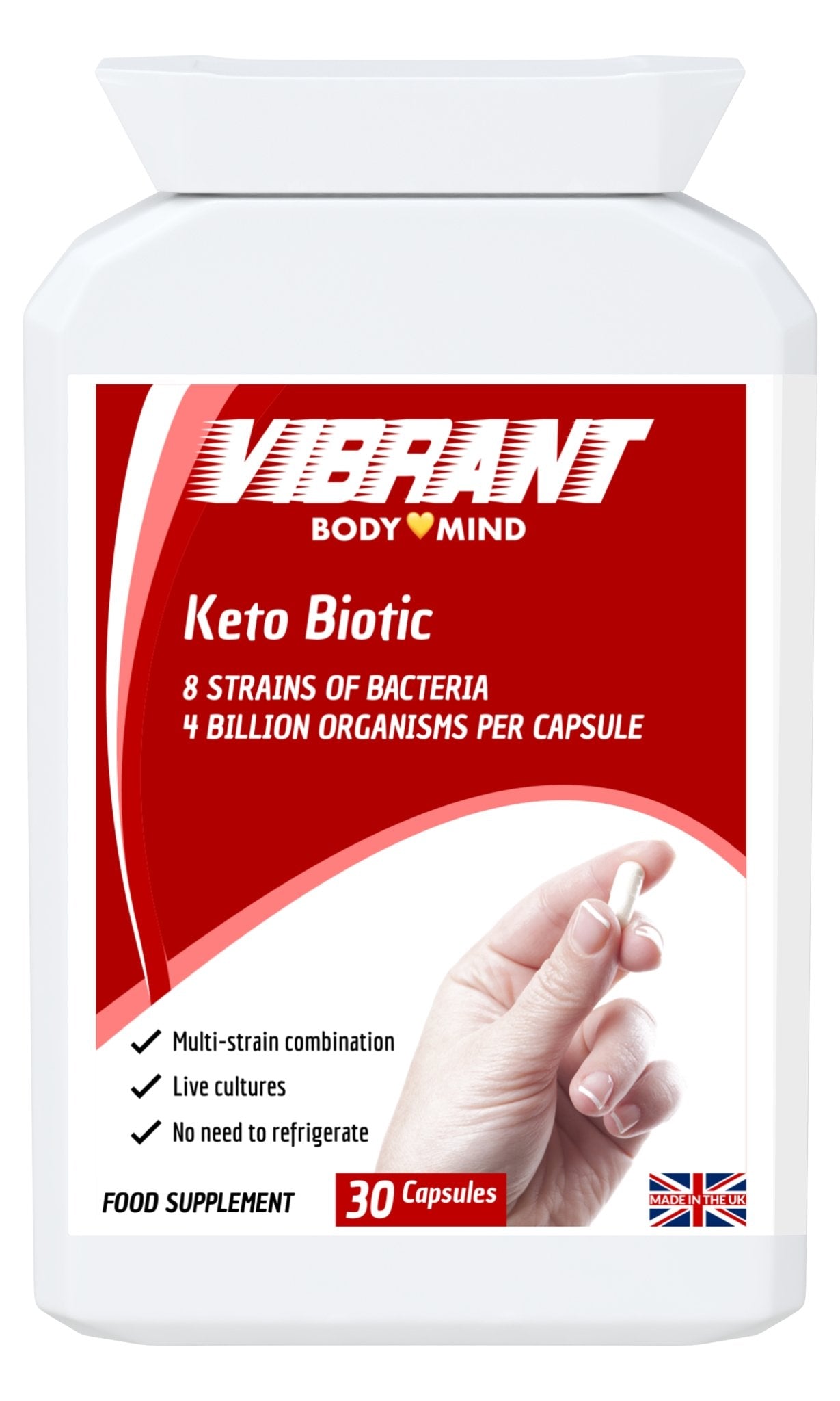 Keto Probiotic - KetoBiotic - Multi-Strain Probiotic Supplement 4 Billion Live Bacteria per Capsule - Gut Health Low-Carb Probiotic - 1-Month Supply